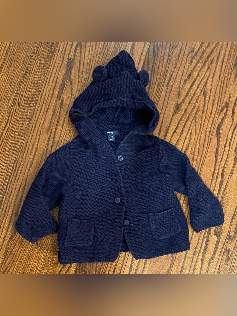 GAP Babygap navy knit bear button down cardigan sweater 18-24 mths 18 24 months